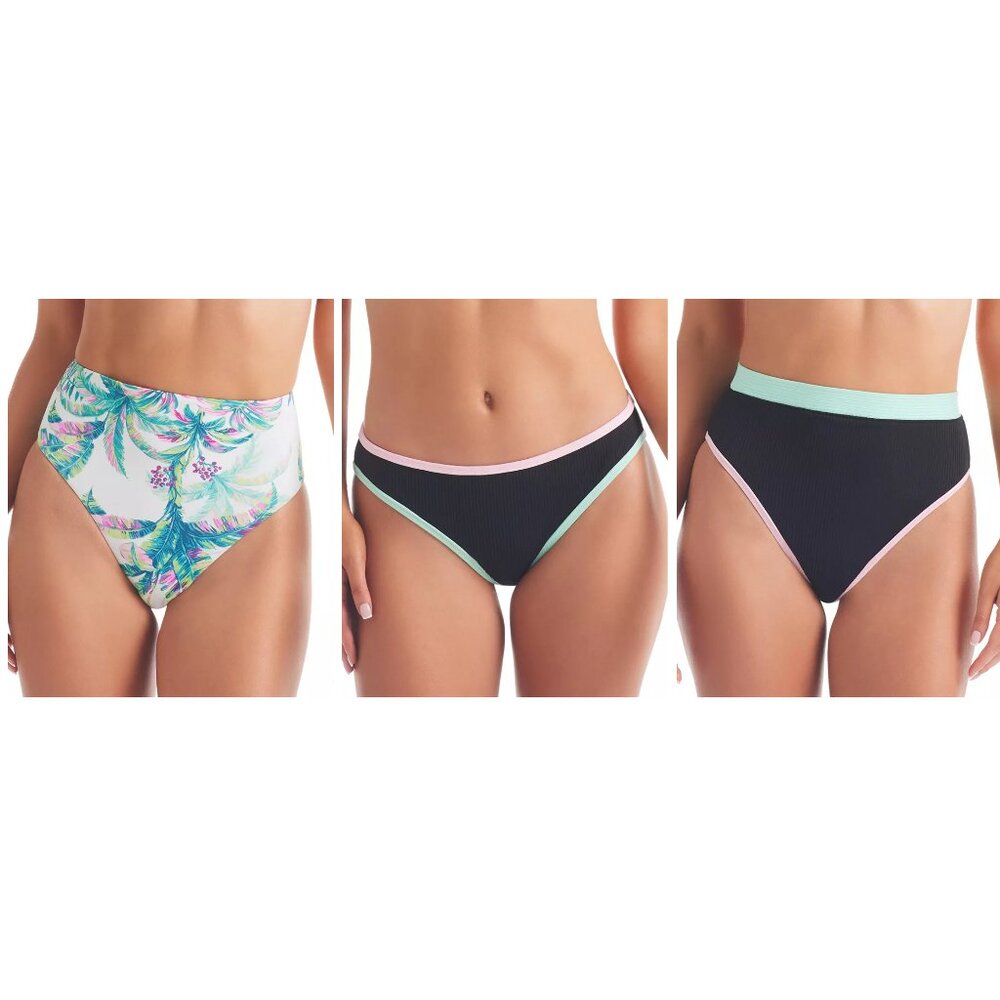 NWT Jessica Simpson Women High Waist Hipster Print Bikini Size S-XL $60 12HL892